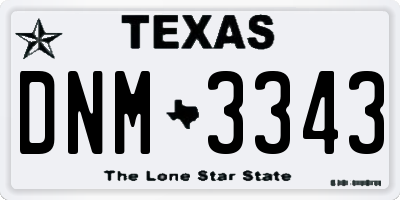 TX license plate DNM3343