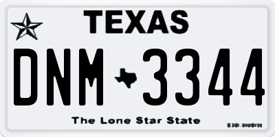 TX license plate DNM3344