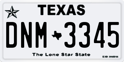 TX license plate DNM3345
