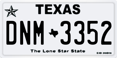 TX license plate DNM3352