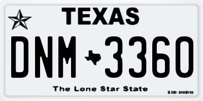 TX license plate DNM3360