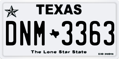 TX license plate DNM3363