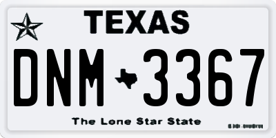 TX license plate DNM3367