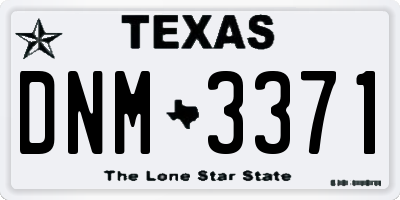 TX license plate DNM3371