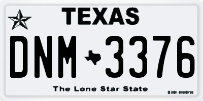 TX license plate DNM3376