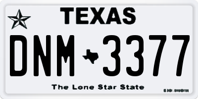 TX license plate DNM3377