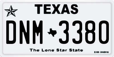 TX license plate DNM3380