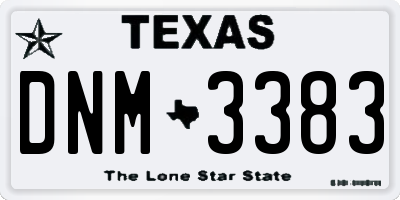 TX license plate DNM3383