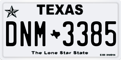 TX license plate DNM3385