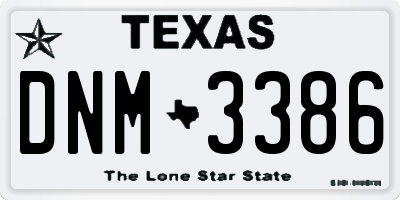 TX license plate DNM3386