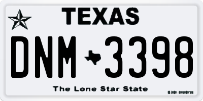 TX license plate DNM3398