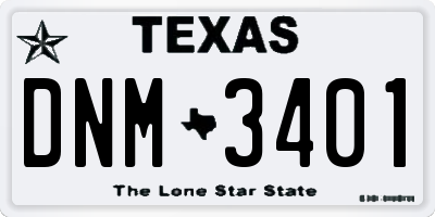 TX license plate DNM3401