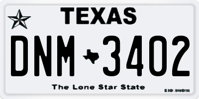 TX license plate DNM3402