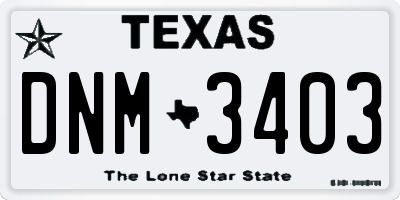 TX license plate DNM3403