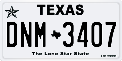 TX license plate DNM3407