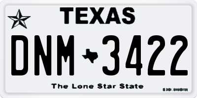 TX license plate DNM3422