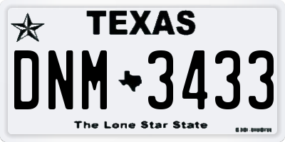TX license plate DNM3433