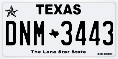 TX license plate DNM3443