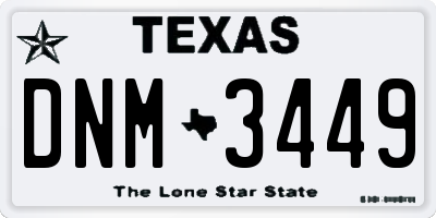 TX license plate DNM3449