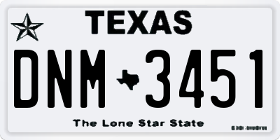 TX license plate DNM3451