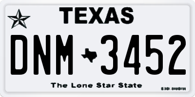 TX license plate DNM3452