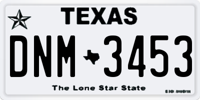 TX license plate DNM3453