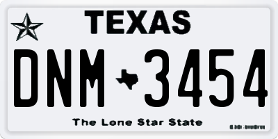 TX license plate DNM3454