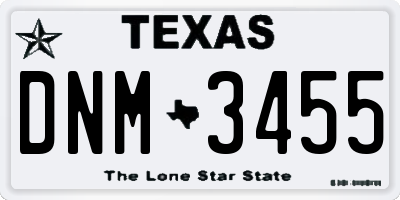 TX license plate DNM3455
