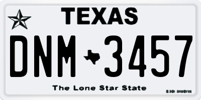 TX license plate DNM3457