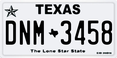 TX license plate DNM3458