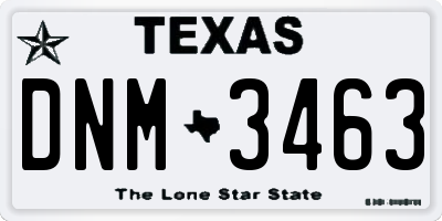 TX license plate DNM3463