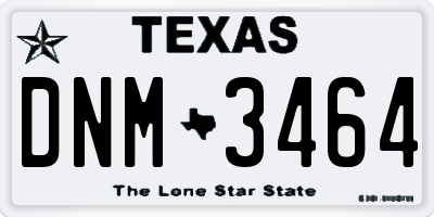 TX license plate DNM3464