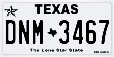 TX license plate DNM3467