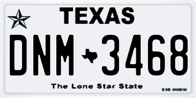 TX license plate DNM3468