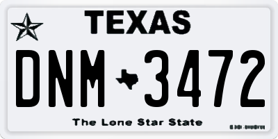 TX license plate DNM3472