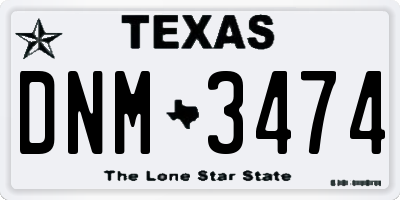 TX license plate DNM3474