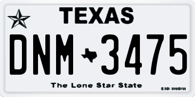 TX license plate DNM3475