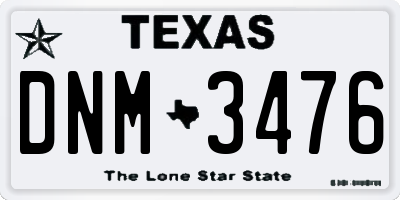 TX license plate DNM3476