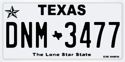 TX license plate DNM3477