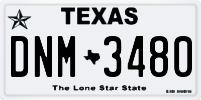TX license plate DNM3480