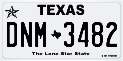TX license plate DNM3482