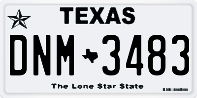 TX license plate DNM3483