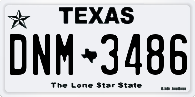 TX license plate DNM3486