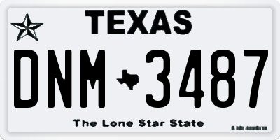 TX license plate DNM3487