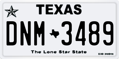 TX license plate DNM3489