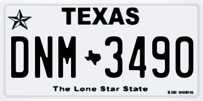 TX license plate DNM3490