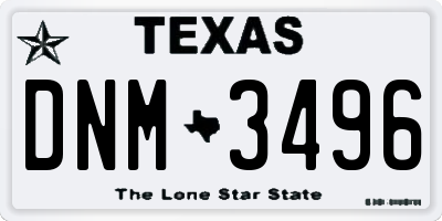 TX license plate DNM3496