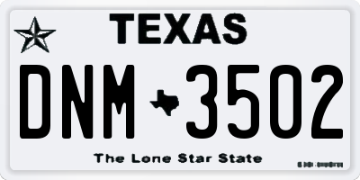 TX license plate DNM3502