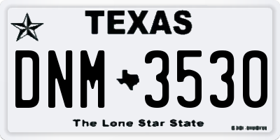 TX license plate DNM3530