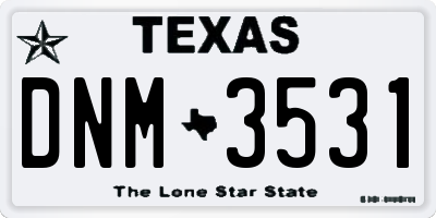 TX license plate DNM3531